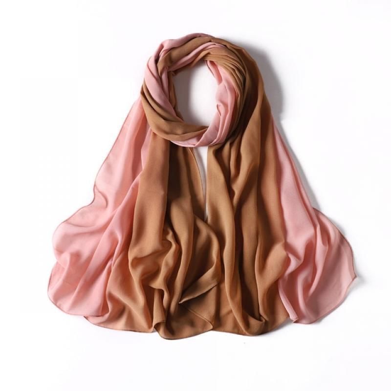 Chiffon Scarf gradient Muslim Women hijabs Luxury brand Long Shawls wraps Headscarf Foulard Islamic India Scarves Bandana Pareo