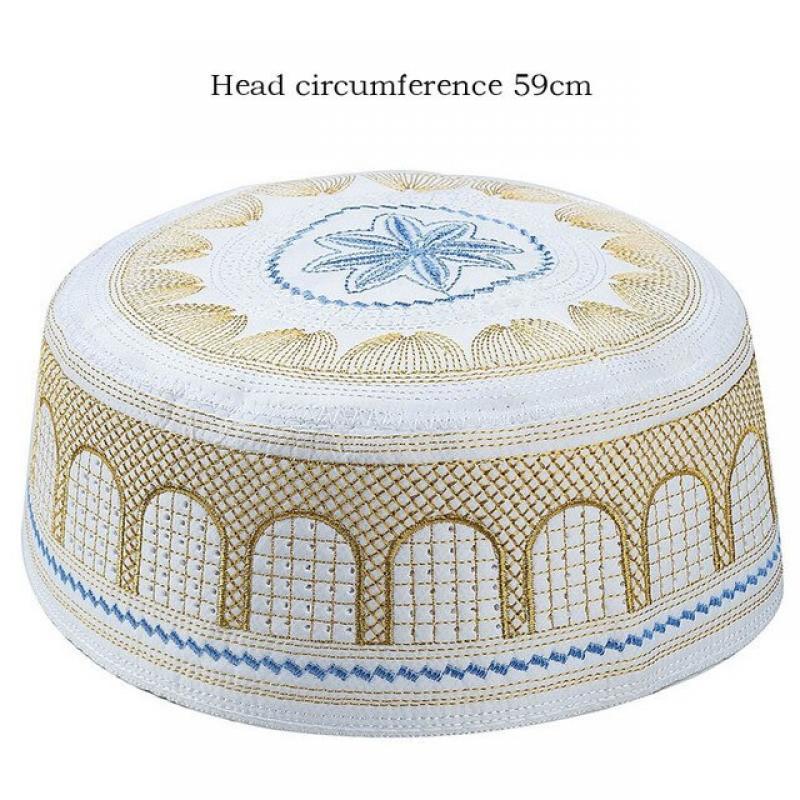 2020 muslim hats Cotton Embroidery Arab Men Prayer Hat Musliman Turban Man Hijab Bonnet Saudi Arabian Islam Jewish India Caps