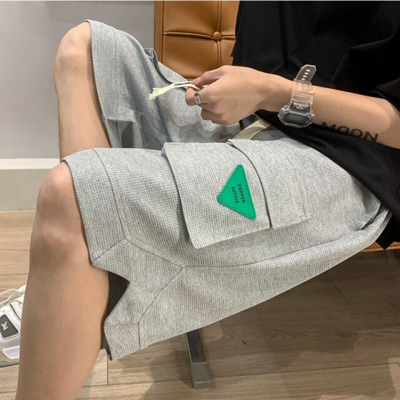 2023 Spring Men's Shorts Korean Fashion Green Shorts Harajuku High Street Men's Clothing Casual Shorts At Home Streetwear Pants