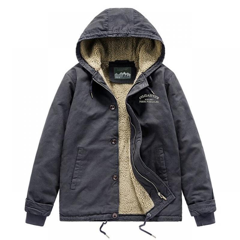 2023 Casual Fleece Jacket Men Warm Thick Parka  New Winter Hooded Parkas Quality Solid Color Coat Mens Fashion Military Jackets