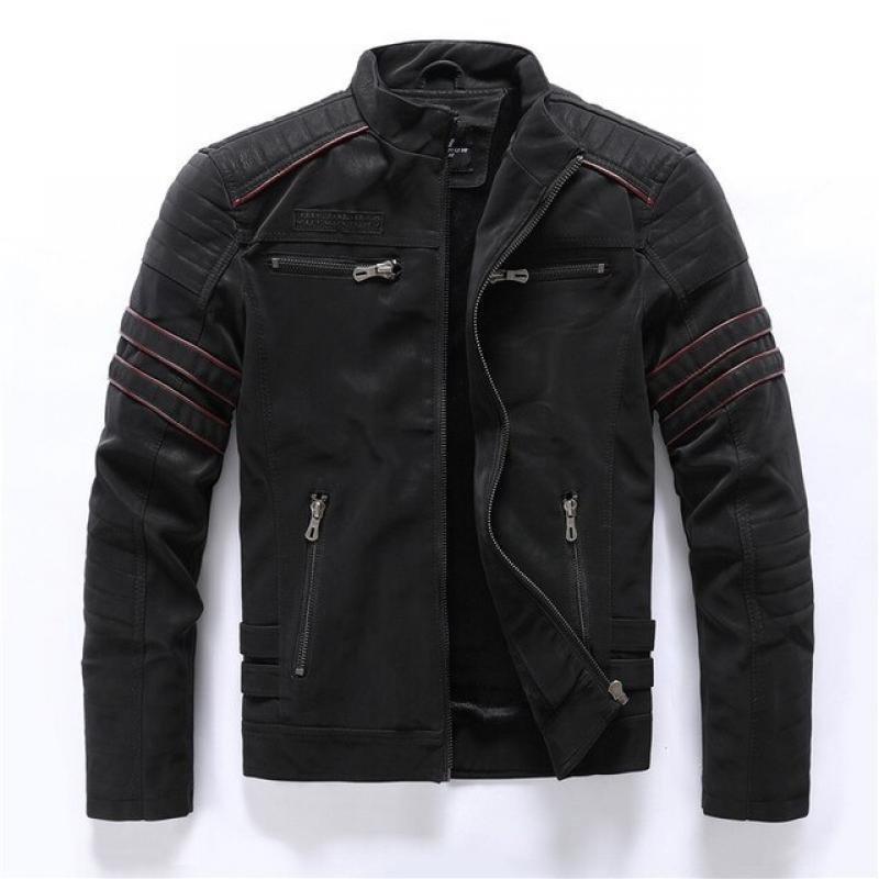 Winter Motorcycle PU Leather Jacket Men 2023 Vintage Fleece Warm Multi-pocket Leather Coat Male Zipper Autumn Outwear Jackets