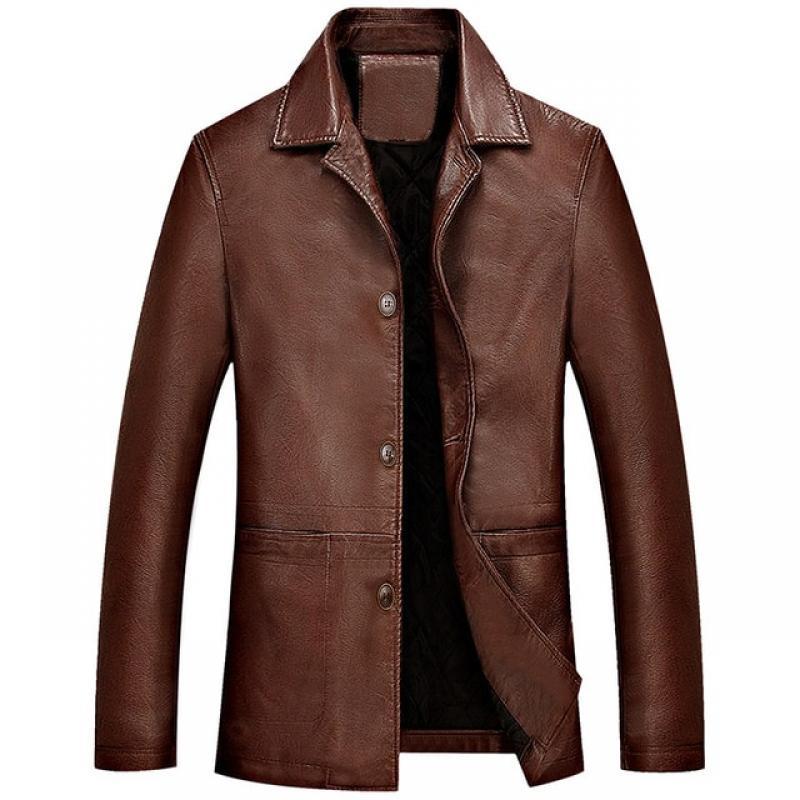 Winter Classical Motorcycle Business Soft Leather Jackets Men Leather Jacket Thick Moto Coats Casaco Masculino Plus Size 4XL