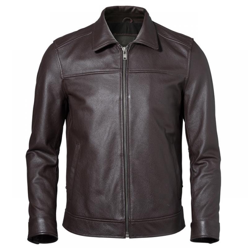 Men Leather Jacket 100% Real Cowhide Black Brown Men's Genuine Leather Coat Male Skin Clothing Autumn Spring Asian Size M601