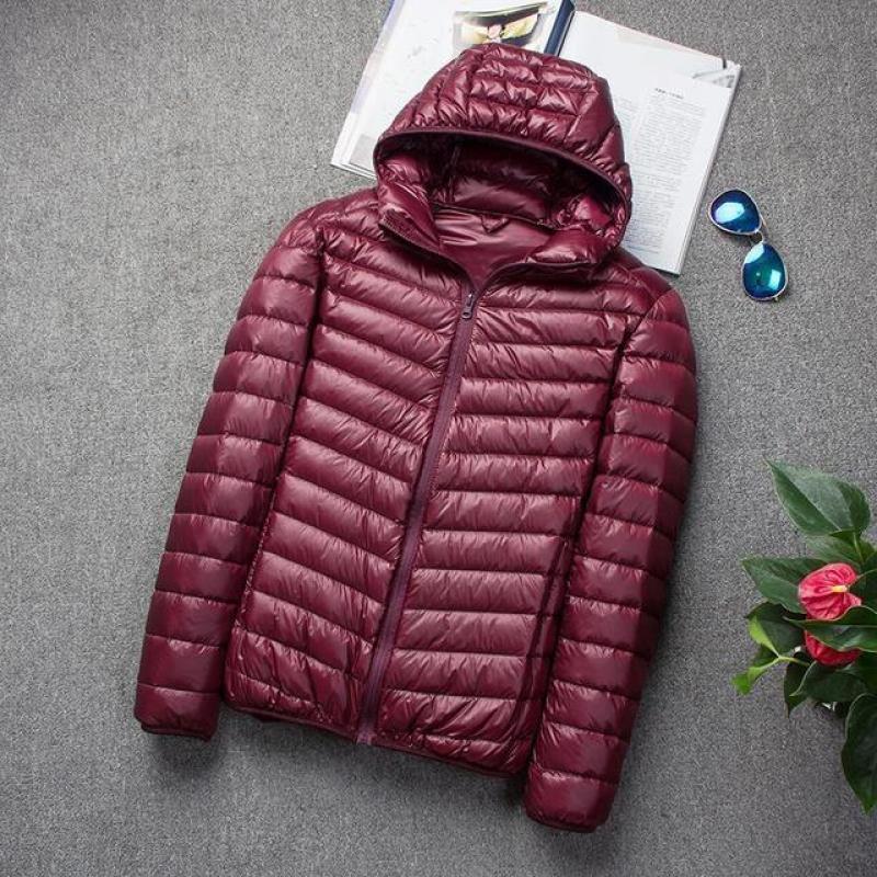 Winter men's coat light down jacket men's hooded collar short youth ultra-thin large men's coat