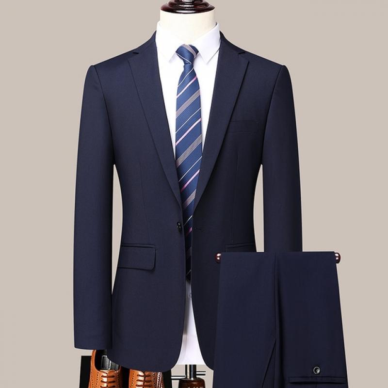 Boutique S-5XL (Blazer+ Pants) Fashion Business Solid Color Gentleman Slim Italian Style Casual Wedding Work Hosting 2-piece Set