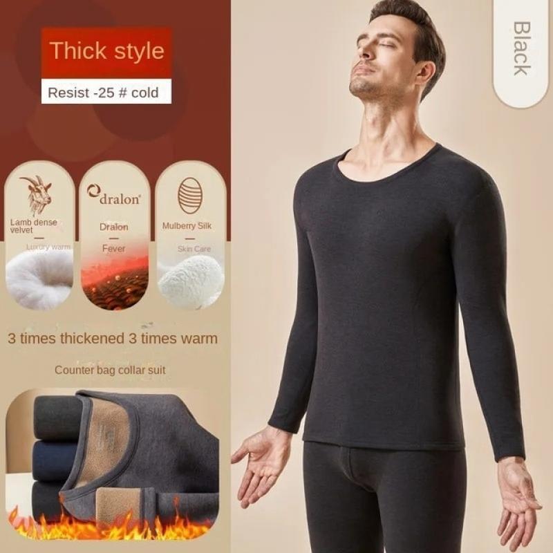 Winter Men Thermal Underwear Winter Long  Thermos Underwear Sets Keep Warm for Cold Weather Base Layer Long-Sleeved Underwear