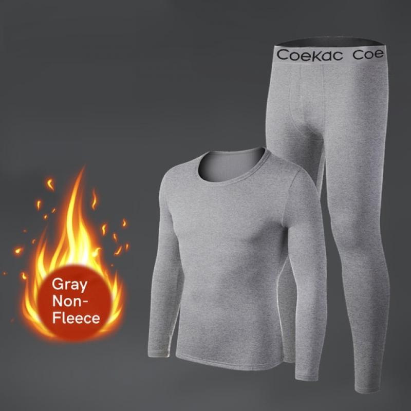 Set of 2 Men's Premium Thermal Underwear Ultra Soft Long Johns Fleece Lined Warm Base Layer Thermals top and Bottom