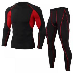 Thermal Underwear Sets Men Sports Windproof Long Johns Training Compressed Warm Long-Sleeve Tights Suit Riding Racing