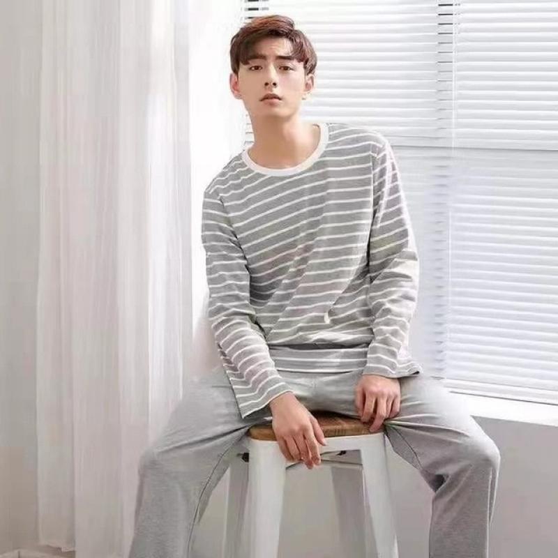 New pajamas men's long-sleeved striped spring and autumn style boys and girls winter homewear suits