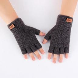 Winter Fingerless Gloves For Women Men Thick Elastic Knitted Alpaca Wool Warm Half Finger Mittens Outdoor Driving Gloves Unisex
