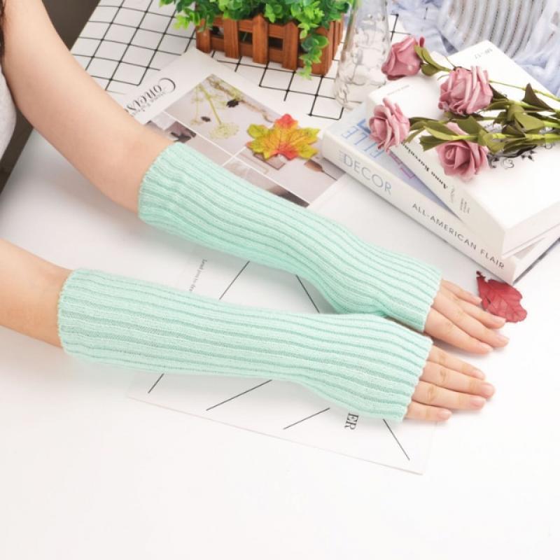 Winter New Women Fashion Gloves Warm Soft Arm Sleeve Fingerless Mitten Mittens Adult Colors Knitted Arm Warmer Female Gloves