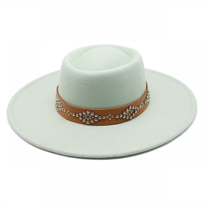 New Fedora Hats For Women 9.5cm Wide Brim Khaki Black Felted Dress Hat Panama Church Men Jazz Hat Sombreros De Mujer