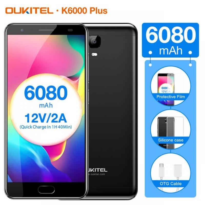 OUKITEL K6000 PLUS 5.5" FHD Screen Smartphone Android 7.0 4GB RAM 64GB ROM Cell Phones 6080mAh 16MP Rear Camera