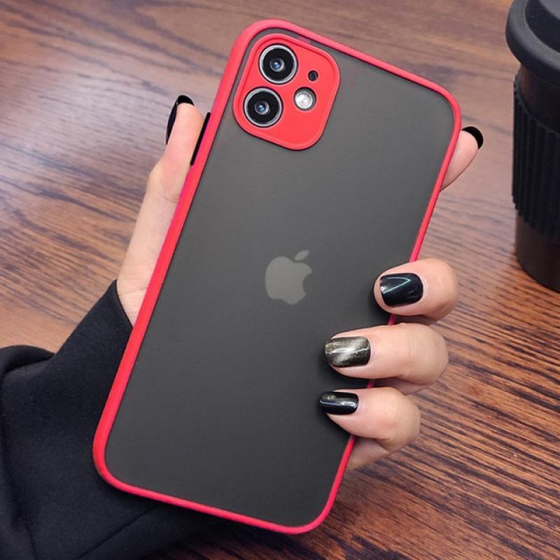 Shockproof Armor Matte Case For iPhone 14 13 12 11 Pro Max XR XS X 7 8 Plus SE Mini Luxury Silicone Bumper Clear Hard Cover Capa