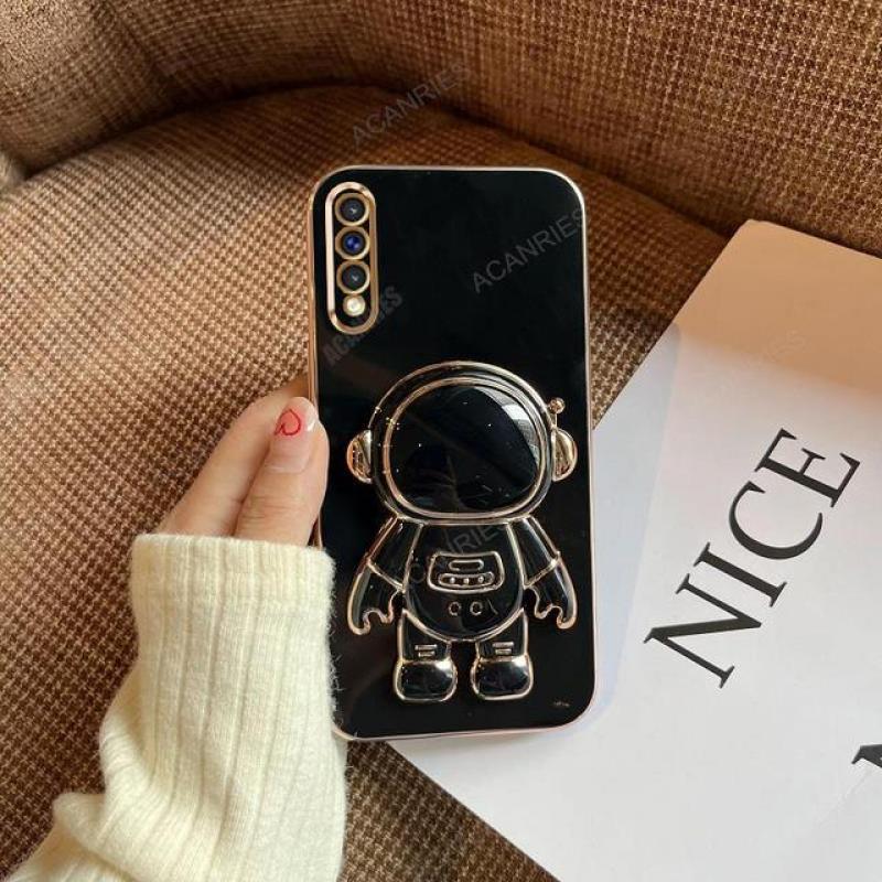 A 50 70 03 Astronaut Holder Luxury Plating Case For Samsung Galaxy A50 A70 A50s A30s A03 A20s A21s A30 Silicone Stand Cover A03s