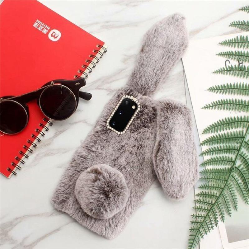 For MOTO One Action Vision Case Fluffy Rabbit Fur soft cover For Motorola MOTO G9 Plus G8 Power lite MOTO E6 PLAY E6S Phone case