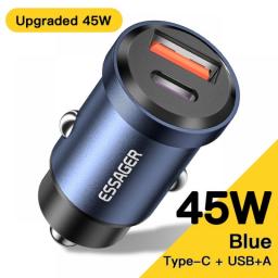 Essager 45W USB Car Charger QC 4.0 PD 3.0 SCP 5A USB Type C Fast Charging For IPhone 14 13 Pro Huawei Xiaomi Samsung S22 Ultra