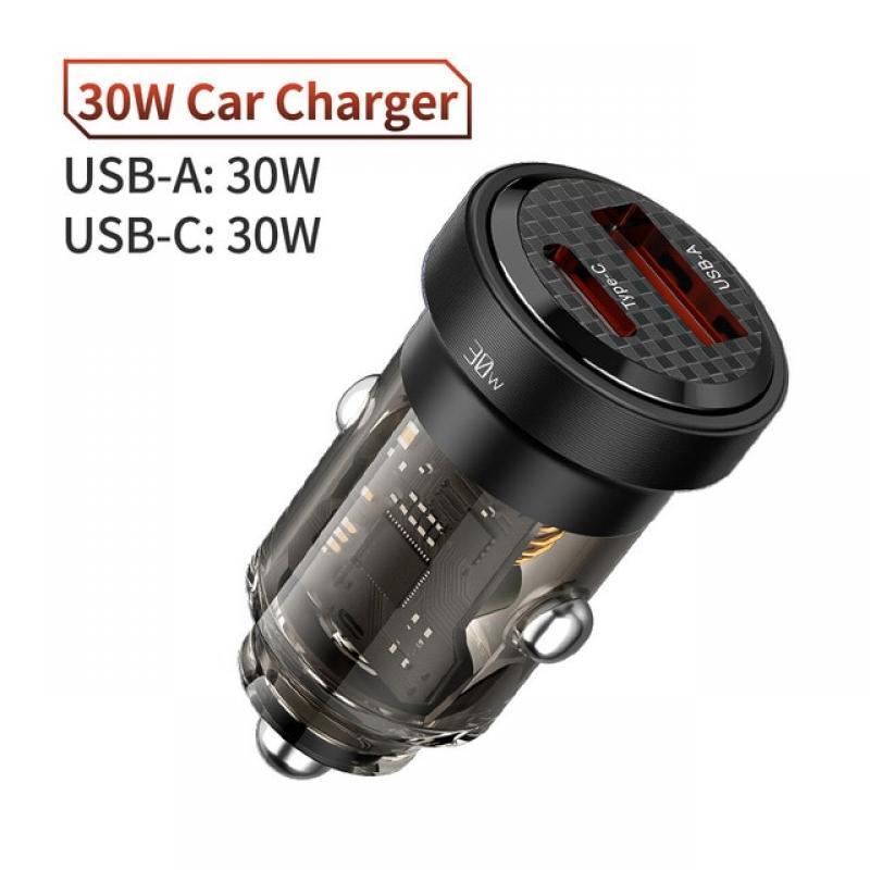 PD30W USB Car Charger USB Type C Car Phone Power Adapter For iPad Pro Huawei Samsung Xiaomi POCO USB C Fast Charging Car Charger