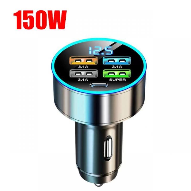 USB Car Charger Type C 150W 5 Port PD Fast Charging Adapter for iPhone 13 Pro Max 14 Plus 12 11 Samsung Huawei Xiaomi Oneplus