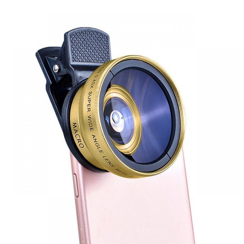 2 Functions Mobile Phone Lens 0.45X Wide Angle Len & 12.5X Macro HD Camera Lens Universal For iPhone Android Phone Smartphone