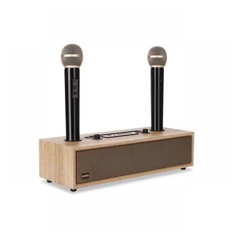 XM-UK525 Wood Karaoke Bluetooth Speaker Sound Blaster Mobile Phone Bracket Portable FM Dual Speaker Microphone K Song Subwoofer