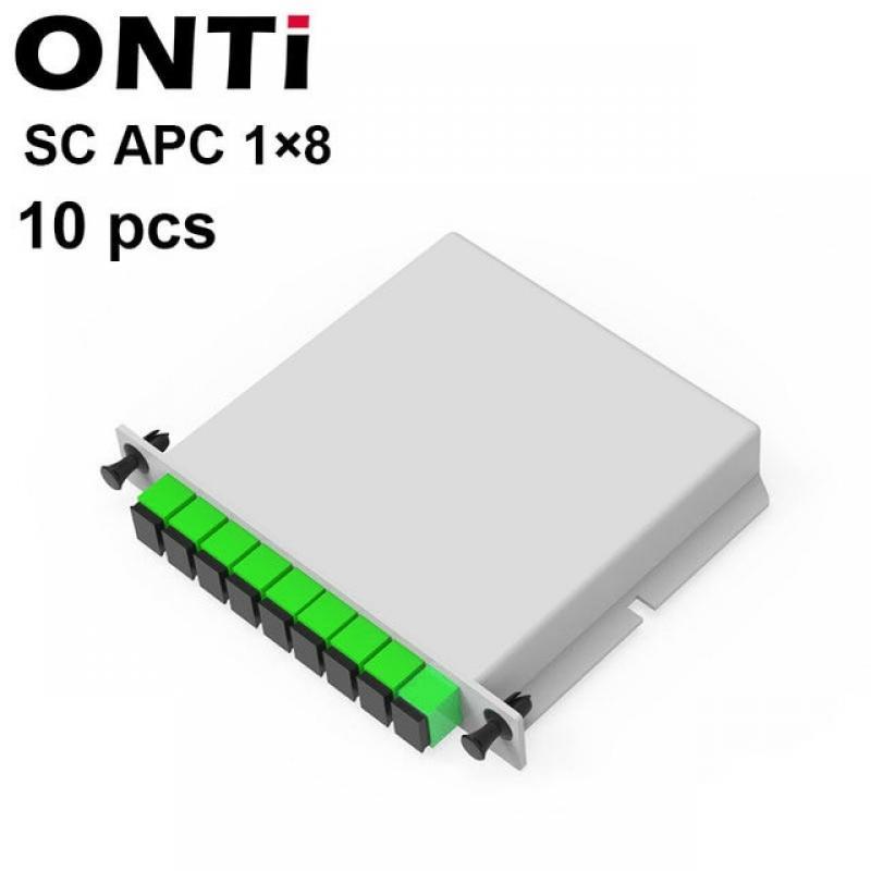 ONTi 10Pcs SC APC/UPC PLC 1X8 Splitter Fiber Optical Box FTTH PLC Splitter Box with 1X8 Planar Waveguide Type Optical Splitter