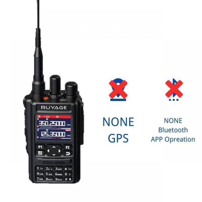 Ruyage UV9D GPS 6 Bands Amateur Ham Two Way Radio 256CH Air Band Walkie Talkie VOX DTMF SOS LCD Color Police Scanner Aviation
