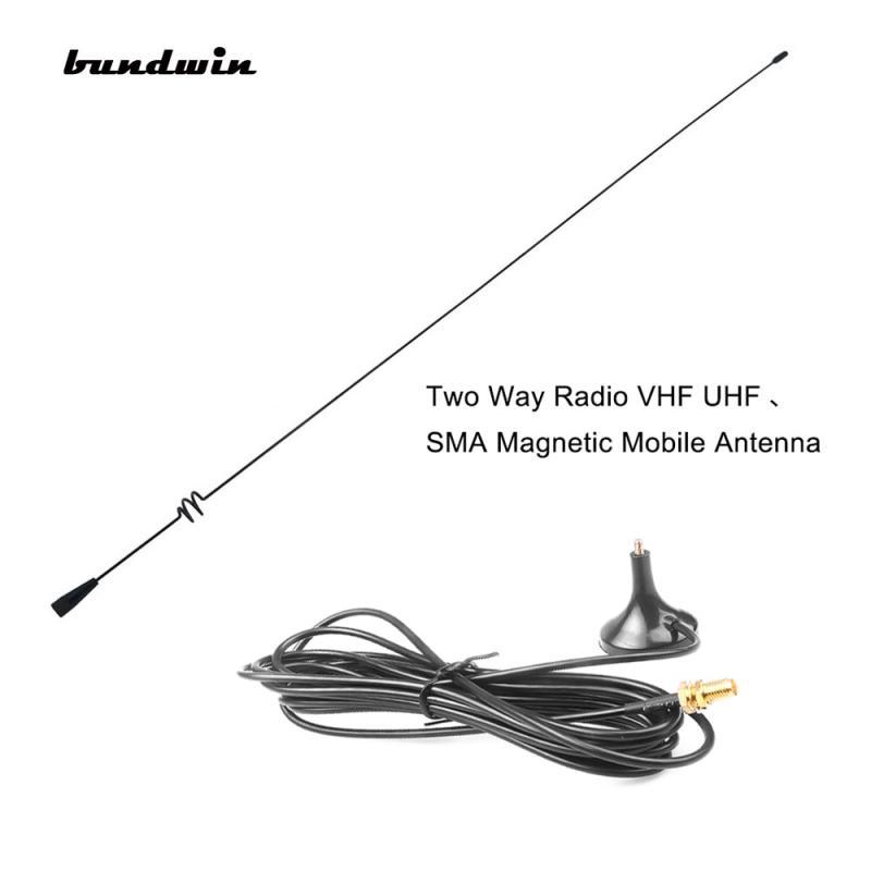 bundwin Two Way Radio VHF UHF SMA Magnetic Mobile Antenna UT-108UV for Nagoya BAOFENG CB Radio UV-5R UV-B5 UV-B6 GT-3