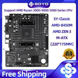 SOYO Original Classic B450M Motherboard AM4 Supports Ryzen 5（5500/5600/5600G）CPU Dual-channel DDR4 M.2 NVME M-ATX For Desktop PC