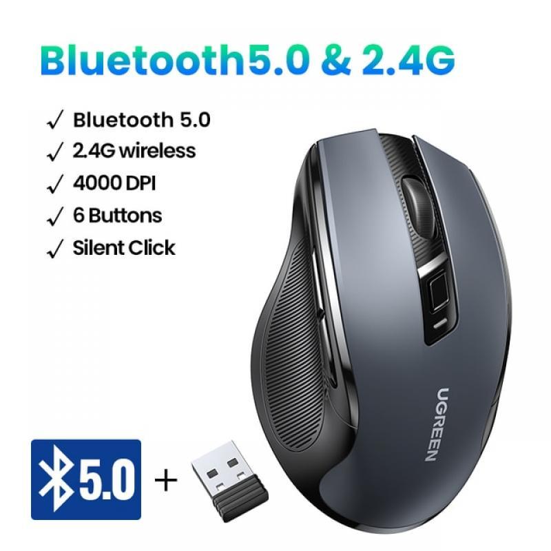 UGREEN Wireless Mouse Bluetooth 5.0 Mouse Ergonomic 4000 DPI Silent 6 Buttons For MacBook Tablet Laptop Mice Quiet 2.4G Mouse