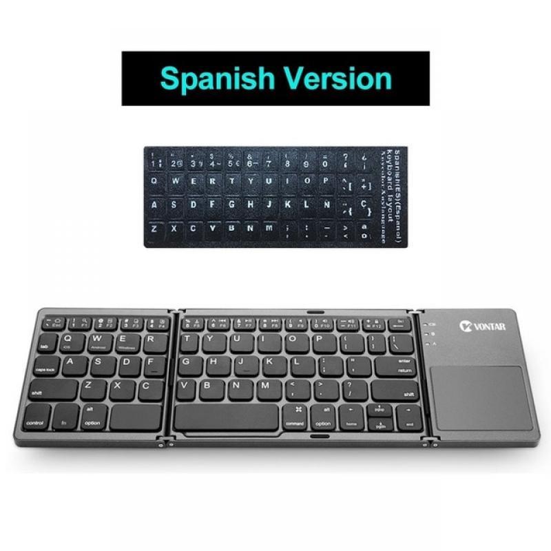 Folding Mini Wireless Bluetooth Keyboard English/Russian/Spanish/Arabic/Hebrew/Portugues with Touchpad for Windows, Android, IOS